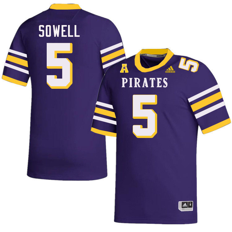 Chase Sowell ECU Jersey,East Carolina Pirates #5 Chase Sowell Jersey Youth College-Purple 2024